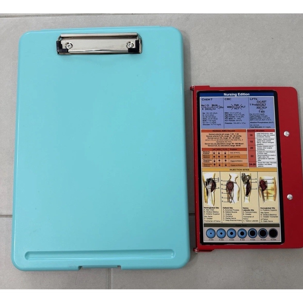 TribeRN Clipboards Nursing Edition Used Turquoise & Folding Red Lot of 2 School - Picture 2 of 6